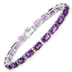 21.84 Carat Genuine Amethyst and Rhodolite Garnet .925 Sterling Silver Bracelet