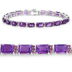 21.84 Carat Genuine Amethyst and Rhodolite Garnet .925 Sterling Silver Bracelet