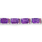 21.84 Carat Genuine Amethyst and Rhodolite Garnet .925 Sterling Silver Bracelet
