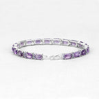 21.84 Carat Genuine Amethyst and Rhodolite Garnet .925 Sterling Silver Bracelet
