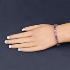 21.84 Carat Genuine Amethyst and Rhodolite Garnet .925 Sterling Silver Bracelet