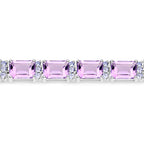 19.19 Carat Genuine Amethyst and Tanzanite .925 Sterling Silver Bracelet