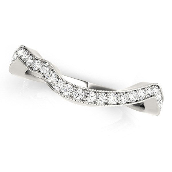 14k White Gold Milgrain Curve Style Diamond Wedding Band (1/5 cttw)