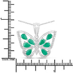 1.91 Carat Genuine Emerald and White Zircon .925 Sterling Silver Pendant