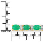 14.05 Carat Genuine Zambian Emerald and White Diamond 14K Yellow Gold Bracelet