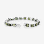19.04 Carat Genuine Green Tourmaline and White Diamond 14K White Gold Bracelet
