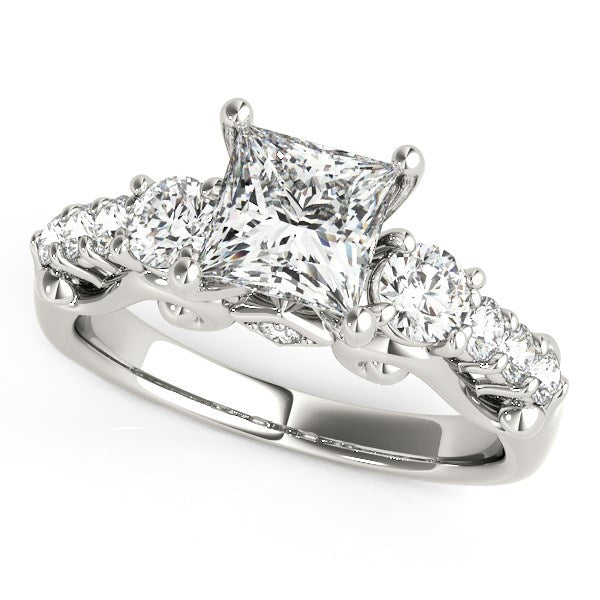 14k White Gold 3 Stone Antique Design Diamond Engagement Ring (1 3/4 ctw)