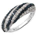 1.25 Carat Genuine Blue Diamond and White Diamond .925 Sterling Silver Ring