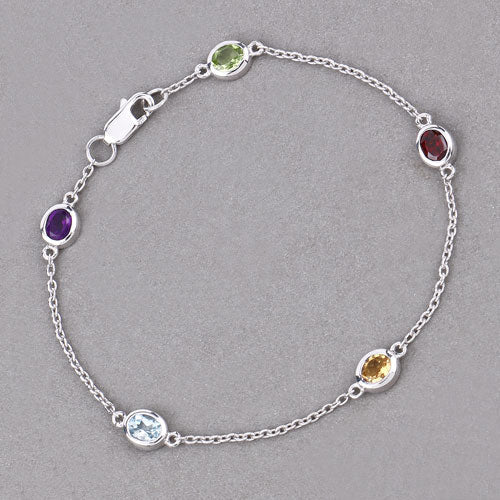 1.83 Carat Genuine Multi-Stone .925 Sterling Silver Bracelet