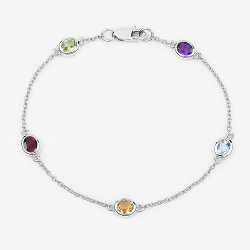 1.83 Carat Genuine Multi-Stone .925 Sterling Silver Bracelet