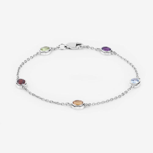 1.83 Carat Genuine Multi-Stone .925 Sterling Silver Bracelet