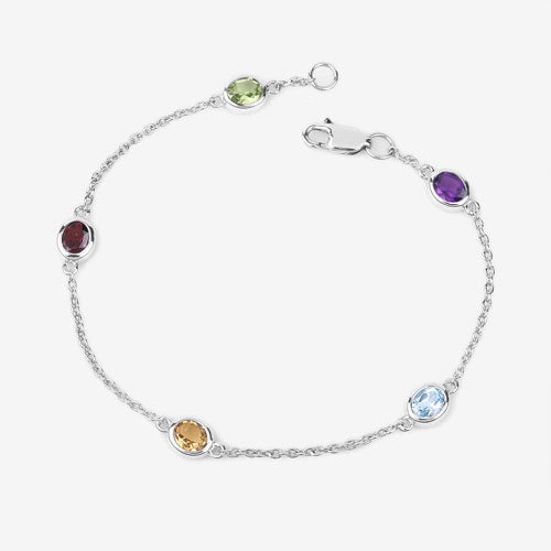 1.83 Carat Genuine Multi-Stone .925 Sterling Silver Bracelet