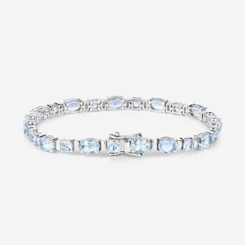 10.06 Carat Genuine Aquamarine .925 Sterling Silver Bracelet