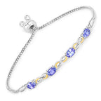 1.81 Carat Genuine Tanzanite and White Topaz .925 Sterling Silver Bracelet