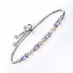 1.81 Carat Genuine Tanzanite and White Topaz .925 Sterling Silver Bracelet