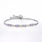 1.81 Carat Genuine Tanzanite and White Topaz .925 Sterling Silver Bracelet