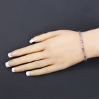 1.81 Carat Genuine Tanzanite and White Topaz .925 Sterling Silver Bracelet