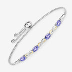 1.81 Carat Genuine Tanzanite and White Topaz .925 Sterling Silver Bracelet