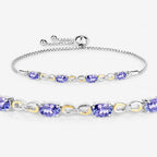 1.81 Carat Genuine Tanzanite and White Topaz .925 Sterling Silver Bracelet