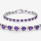 10.01 Carat Genuine Amethyst and White Diamond .925 Sterling Silver Bracelet