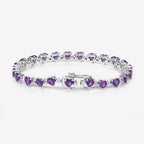 10.01 Carat Genuine Amethyst and White Diamond .925 Sterling Silver Bracelet
