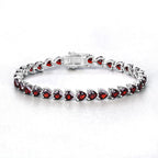 15.50 Carat Genuine Garnet .925 Sterling Silver Bracelet