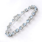 7.36 Carat Genuine Aquamarine and White Diamond .925 Sterling Silver Bracelet