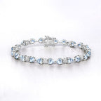 7.36 Carat Genuine Aquamarine and White Diamond .925 Sterling Silver Bracelet