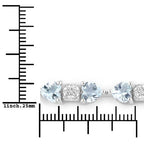 7.36 Carat Genuine Aquamarine and White Diamond .925 Sterling Silver Bracelet