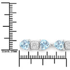 11.10 Carat Genuine Blue Topaz and White Diamond .925 Sterling Silver Bracelet