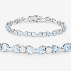 11.10 Carat Genuine Blue Topaz and White Diamond .925 Sterling Silver Bracelet