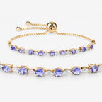 1.56 Carat Genuine Tanzanite and White Diamond .925 Sterling Silver Bracelet