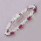 5.00 Carat Genuine Ruby 10K White Gold Bracelet