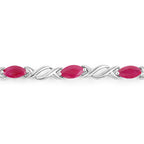 5.00 Carat Genuine Ruby 10K White Gold Bracelet
