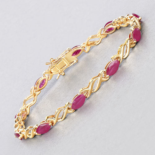 5.00 Carat Genuine Ruby 10K Yellow Gold Bracelet