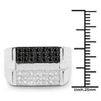 0.64 Carat Genuine Black Diamond and White Diamond .925 Sterling Silver Ring