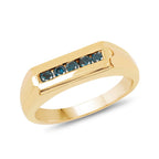 14K Yellow Gold Plated 0.25 Carat Genuine Blue Diamond .925 Sterling Silver Ring