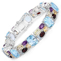 51.36 Carat Genuine Multi-Stone .925 Sterling Silver Bracelet