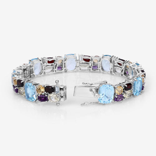 51.36 Carat Genuine Multi-Stone .925 Sterling Silver Bracelet