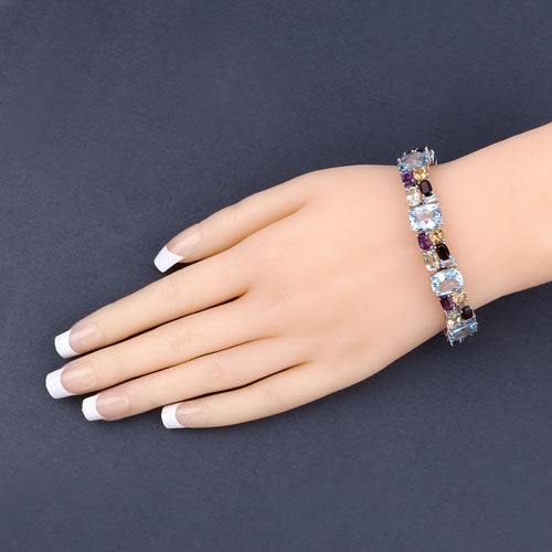 51.36 Carat Genuine Multi-Stone .925 Sterling Silver Bracelet