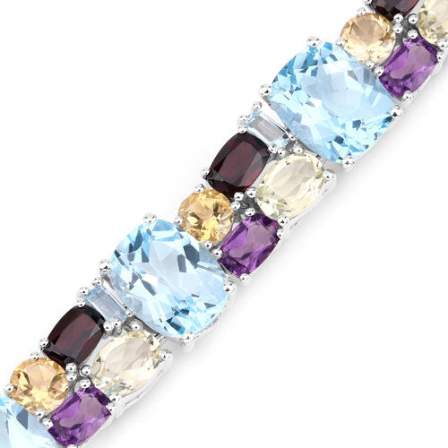 51.36 Carat Genuine Multi-Stone .925 Sterling Silver Bracelet