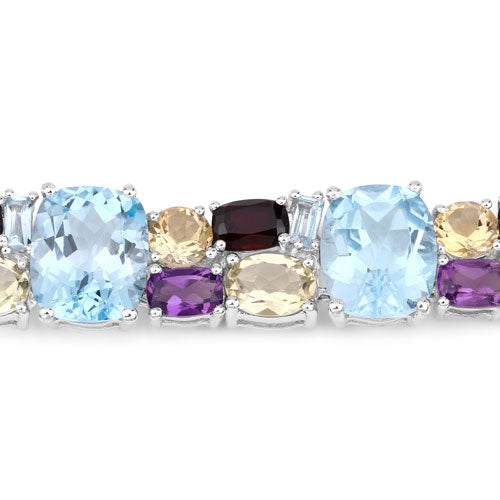 51.36 Carat Genuine Multi-Stone .925 Sterling Silver Bracelet