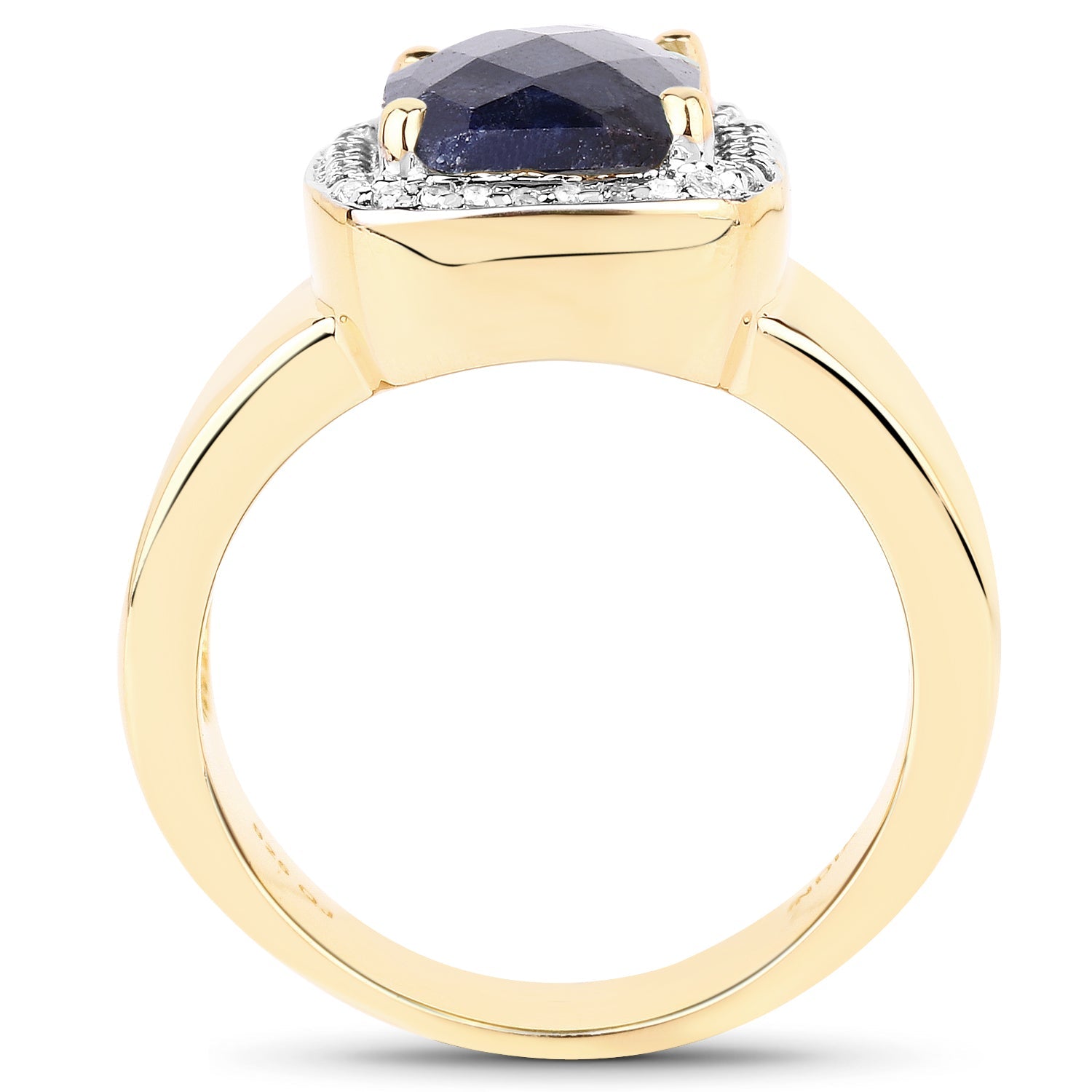 14K Yellow Gold Plated 4.07 Carat Dyed Sapphire and White Topaz .925 Sterling Silver Ring