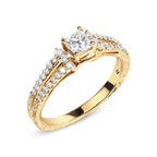 14K Yellow Gold 5/8 Carat Total Weight Princess Diamond Split Shank and Milgrain Engagement Ring (G-H Color, VS2-SI1 Clarity) - Size 7