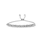 .925 Sterling Silver 1/4 Carat Total Weight Diamond Marquise Shaped Link 4"-10" Adjustable Bolo Bracelet (I-J Color, I1-I2 Clarity)