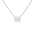 14K White Gold 1/2 Cttw Lab Grown Oval Solitaire Diamond East West 18" Pendant Necklace (E-F Color, VS1-VS2 Clarity)
