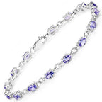 3.12 Carat Genuine Tanzanite .925 Sterling Silver Bracelet