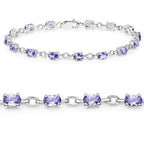 3.12 Carat Genuine Tanzanite .925 Sterling Silver Bracelet