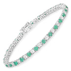 5.77 Carat Genuine Emerald and White Topaz .925 Sterling Silver Bracelet