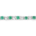 5.77 Carat Genuine Emerald and White Topaz .925 Sterling Silver Bracelet